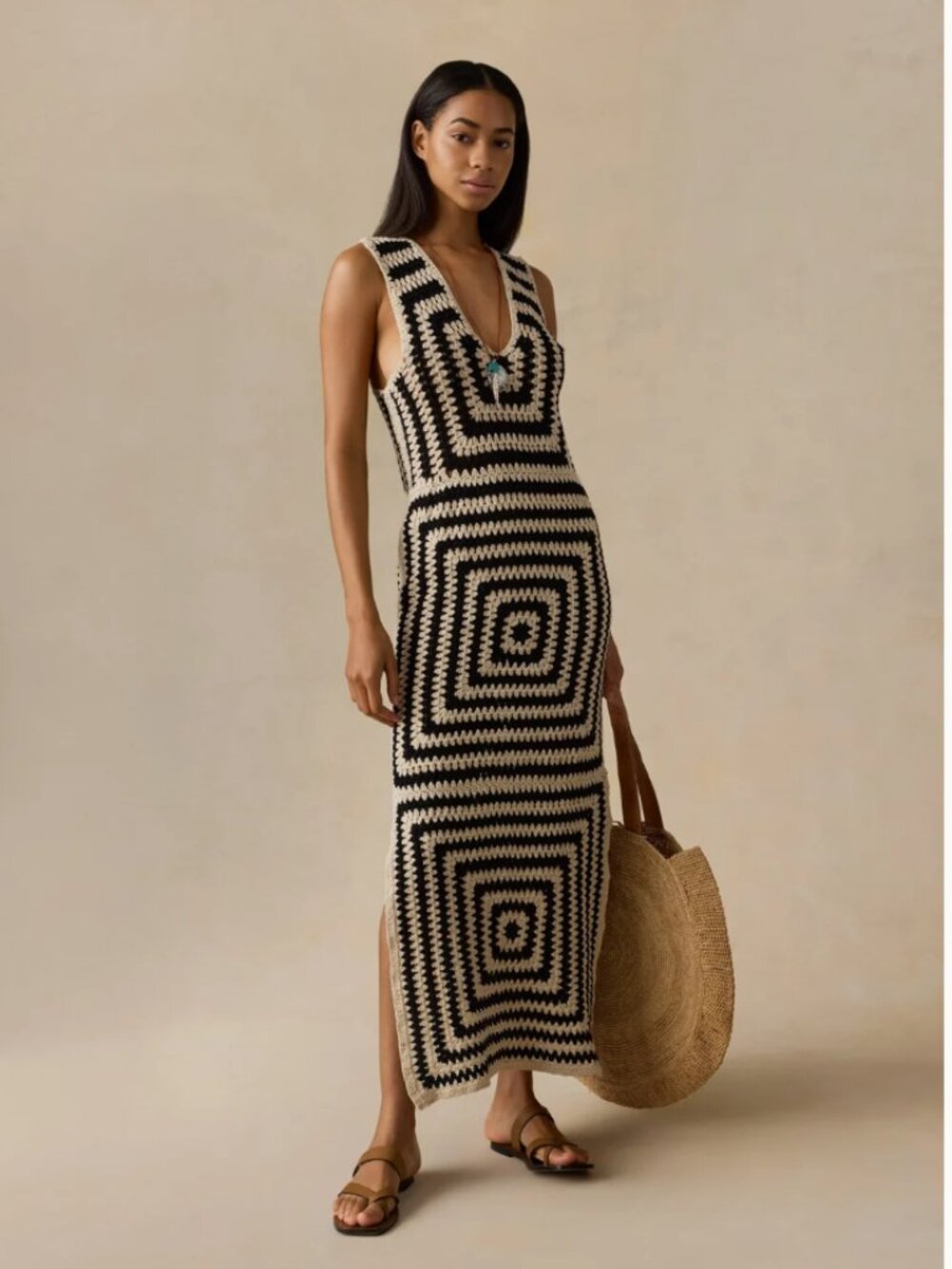 Faherty Seacoast Crochet Column Dress NWT